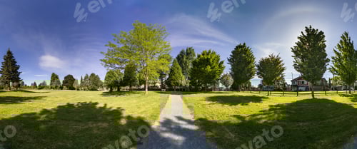 Preview: Pathway in a city park. Sunny Morning. Chilliwack, BC, Canada