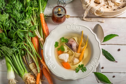 Preview: Homemade broth with noodles