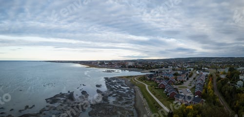 Preview: Aerial panoramic view of the small town on the the Atlantic Ocean Coast