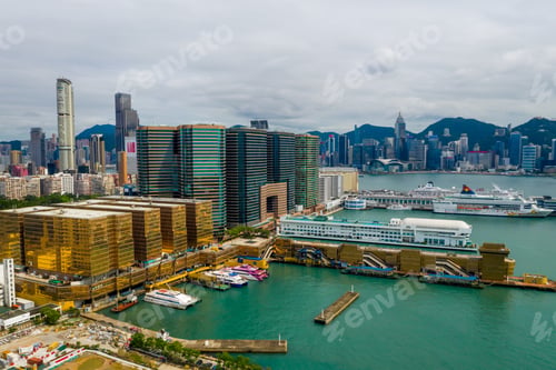 Preview: Tsim Sha Tsui, Hong Kong 09 May 2019: Top view of Hong Kong city