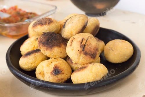 Preview: yellow corn arepas, traditional food of colombia