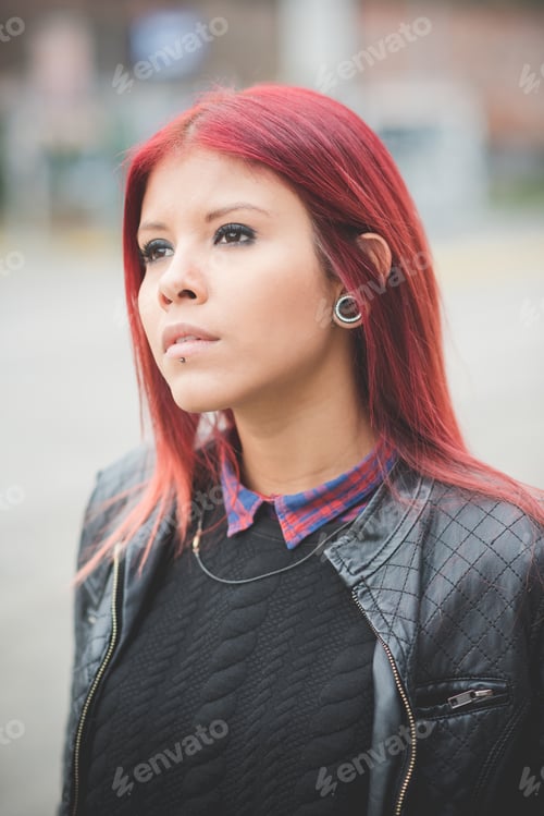 Preview: young beautiful red hair venezuelan woman lifestyle
