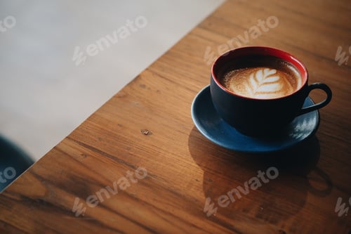 Preview: Coffee latte art on wooden table