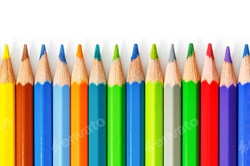 Preview: Color pencils on white background