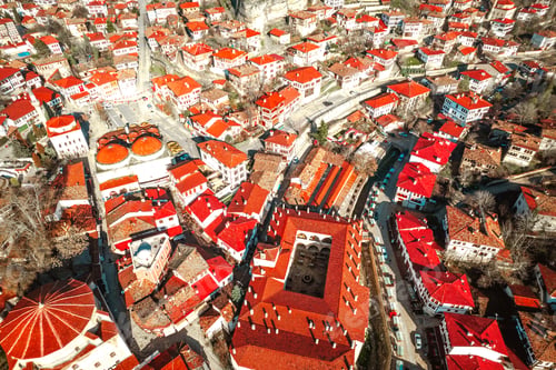 Preview: Aerial view of historic Ottoman and Turkish town Safranbolu view from drone.
