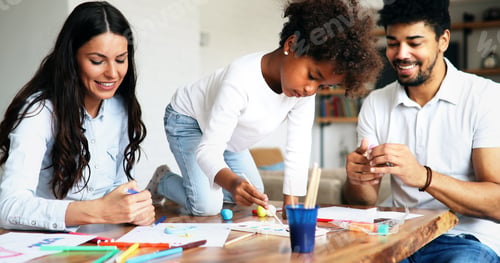 Preview: Happy family drawing and spending time together