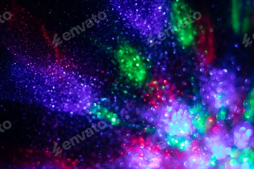 Preview: Colorful blurred bokeh with night light. Abstract festive background, pattern