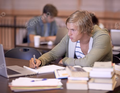 Preview: He takes his studies seriously. har.