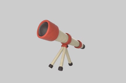 Red and White Telescope on a Contemporary Tripod