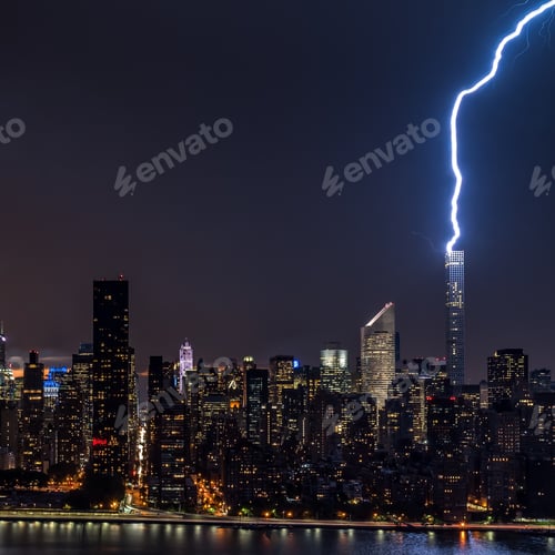 Preview: A monster lightning struck the supertall residential skyscraper, 432 Park Ave in New York tonight!