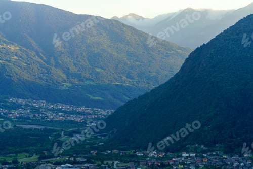 Preview: Panoramic view of Valtellina from Ardenno at summer