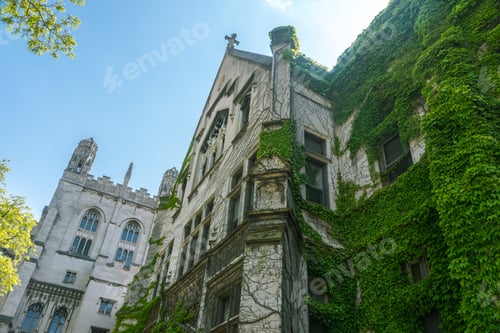 Preview: Big Old Stone Building With An Ivy On The Wall
