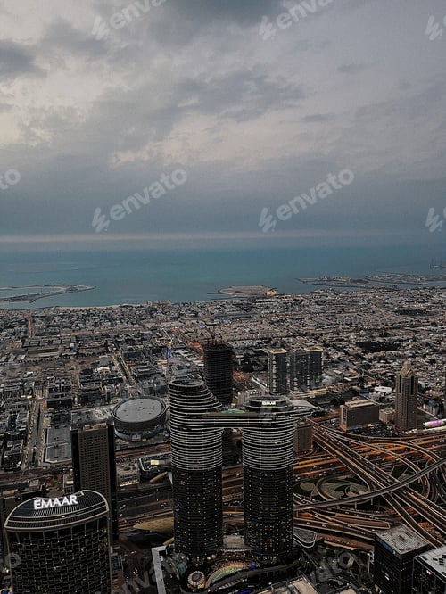 Preview: Skyscrapers in the city during evening and night lights