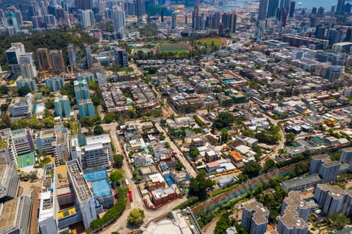 Preview: Kowloon Tong, Hong Kong 12 April 2020: Aerial view of Hong Kong city