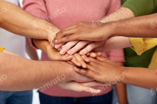 Preview: group of international people with hands together
