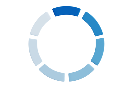 Círculo de carga azul segmentado en 3D