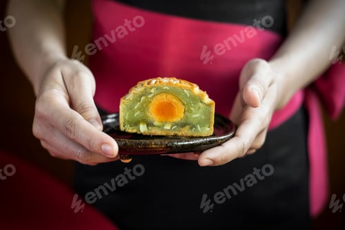 Preview: traditional chinese mooncakes festive sweet food closeup