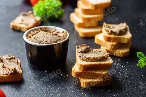 Preview: Pate Liver Chicken Or Goose Duck Meal Fresh Tasty Snack On The Table Top View Copy Space Food