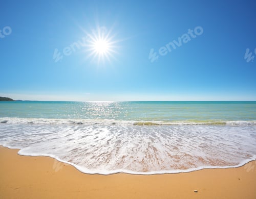 Preview: Beautiful coast of beach at day. Sandy sea shore nature composition.