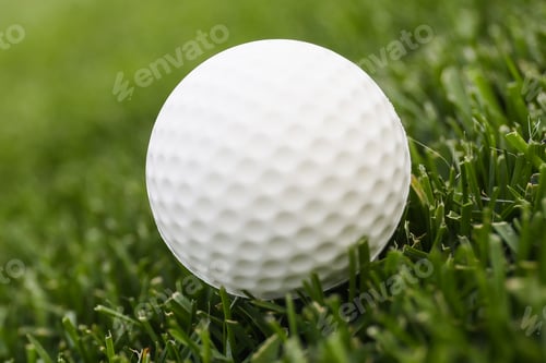 Preview: Closeup of a golf ball on green grass