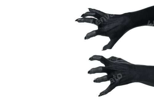Preview: PNG, black painted hands, isolated on white background.
