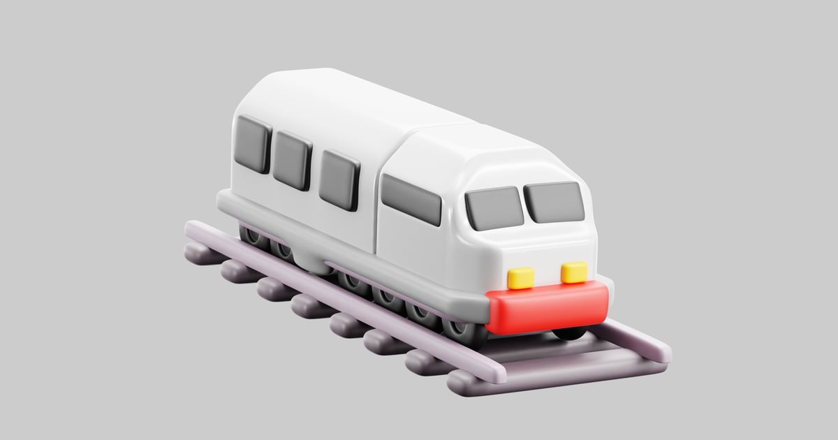 Stylized train on a track 3D, Incl. block & engine - Envato