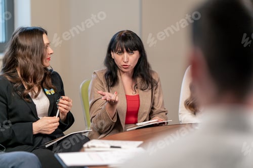 Preview: business meeting the audience asks a question or offers an idea to the speaker brainstorming session