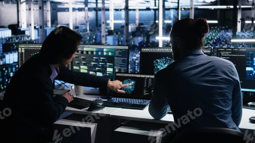 Preview: Data center system administrators use PC to monitor neural network using AI