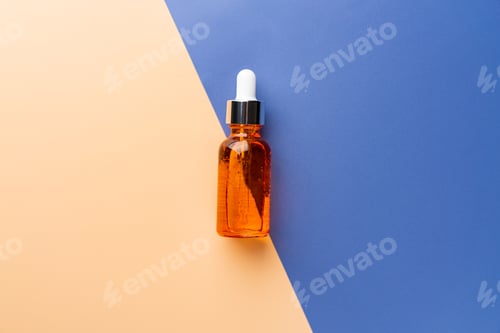 Preview: Citrus fruit vitamin c serum oil beauty care, anti aging natural cosmetic on blue background