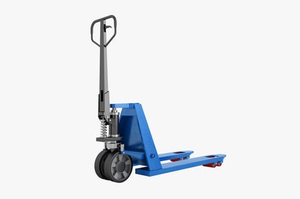 Aperçu: Transpalette bleu robuste pour les opérations d'entrepôt