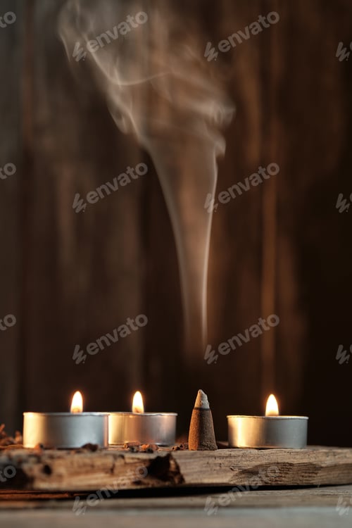 Preview: Candles and Incense Produce Smoke in a Simple Indoor Setting