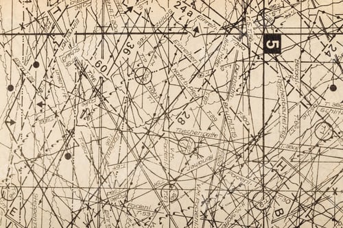 Preview: Old retro vintage brown paper with sewing patterns with black lines