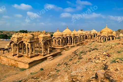 Preview: Bada Bagh cenotaphs Hindu tomb mausoleum . Jaisalmer, Rajasthan, India
