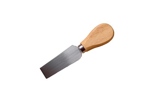 Preview: A set of cheese knives with a wooden cutting board, slicing tools. Cheese knives