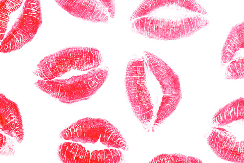 Preview: Lipstick kisses, isolated on white