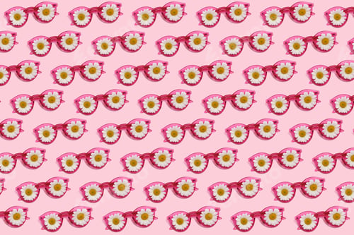 Preview: Pink glasses with daisies