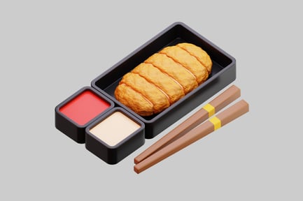 Preview: Stylized Japanese Fried Katsu Bento Set