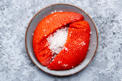 Preview: Fresh whole raw red caviar extracted from live trout or salmon with sea salt
