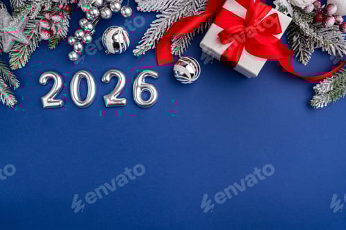 Visualização: Silver 2026 with Christmas Gift and Decorations