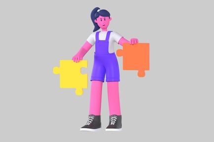 Preview: Puzzle pieces business woman