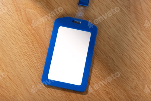 Preview: empty mockup business card on wood table.