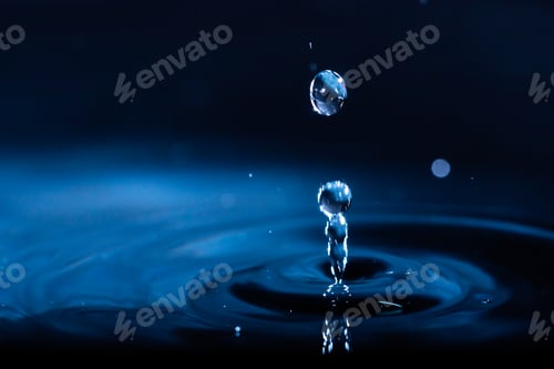 Preview: abstract background of blue water splash falling drop on liquid wave