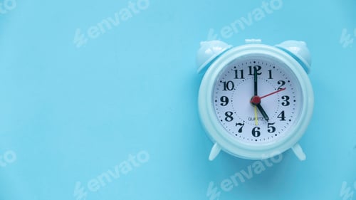 Preview: Blue Alarm Clock on Light Blue Background