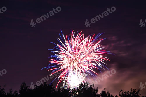 Preview: Beautiful multi-colored festive fireworks in the night sky