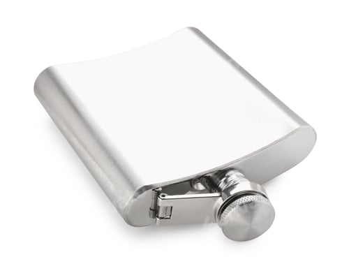 Preview: One metal hip flask isolated on white