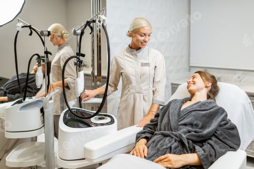 Preview: Woman during facial rejuvenation treatment