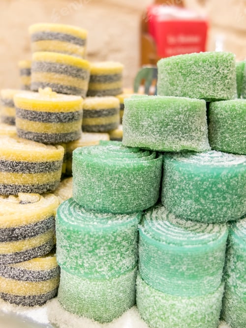 Preview: A Stack of colored sugar jelly beans.
