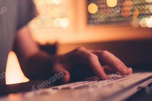 Preview: Finger on computer keyboard