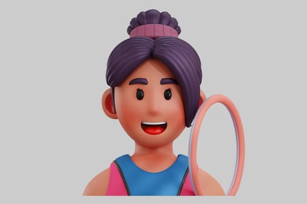 Preview: Girl holding hula hoop cartoon