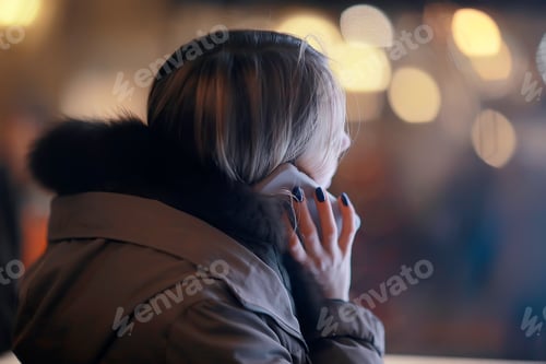 Preview: Adult Using Cell Phone with Light Backdrop Indoors